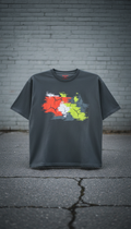 Boxy fit tee with asphalt static print